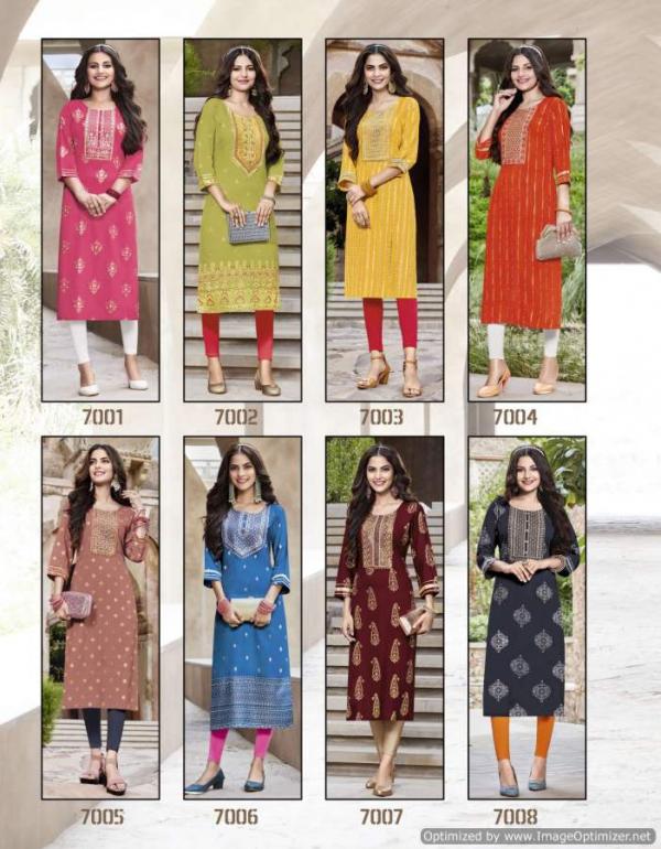 Victoria 7 Fancy Wear Embroidery Rayon Exclusive Kurti Collection